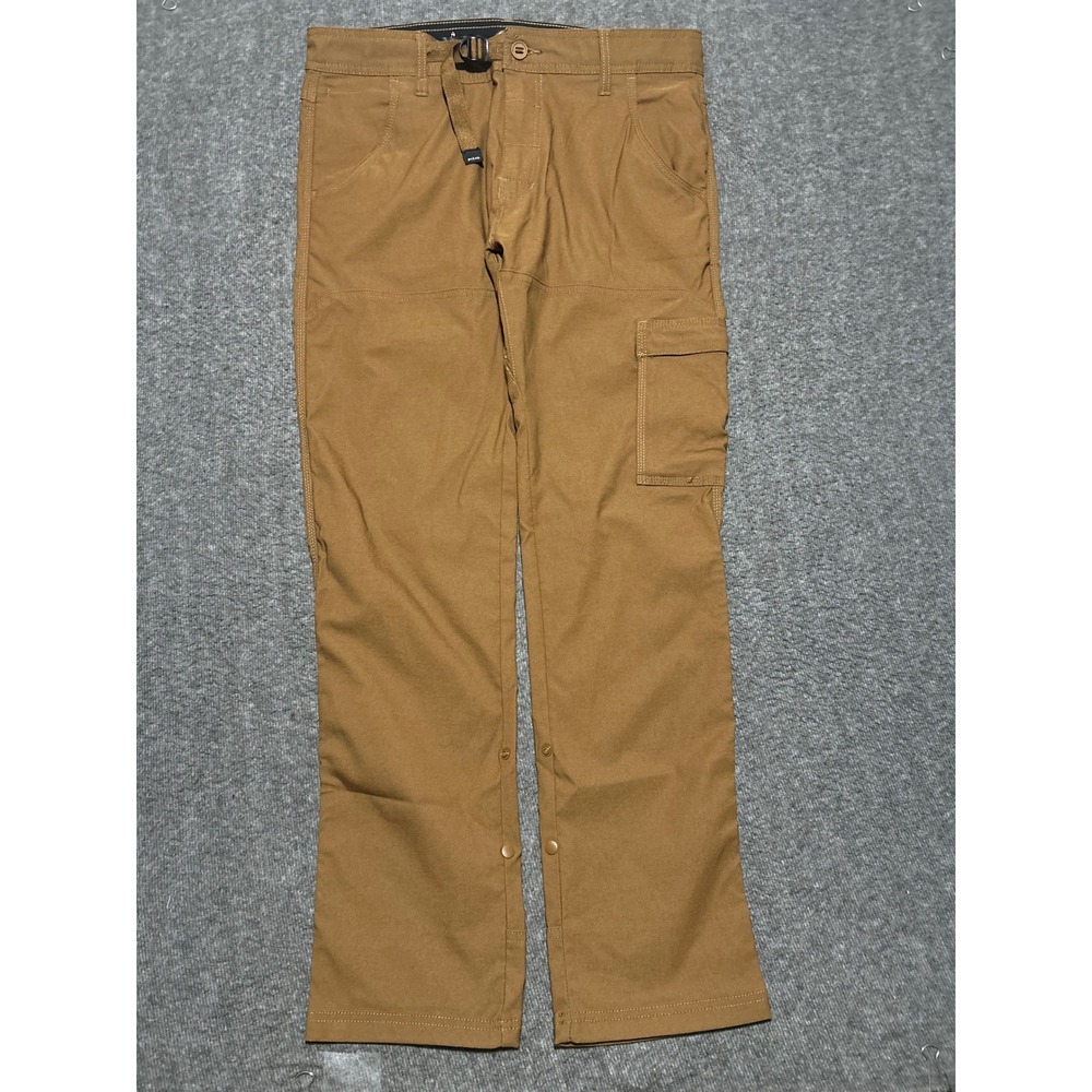 Prana Zion Straight Cargo Pants Mens  Brown Belted Roll Up Leg 34X31 (tag 34X32